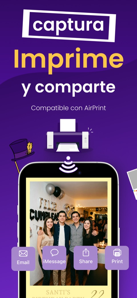 Explorador de plantillas con diseños listos de photo booth para cumpleaños, bodas y graduaciones en Photo Booth Studio