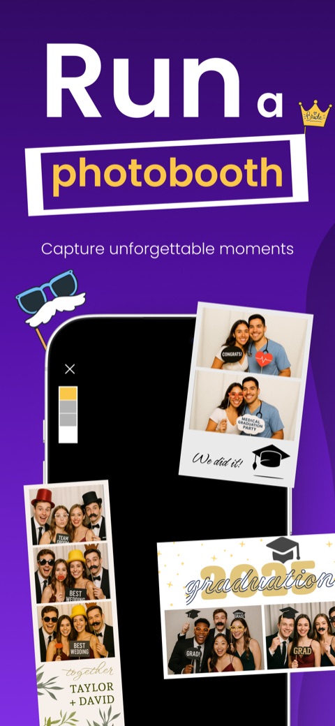 Photo Booth Studio on iPhone: photo strips and templates for weddings and graduations
